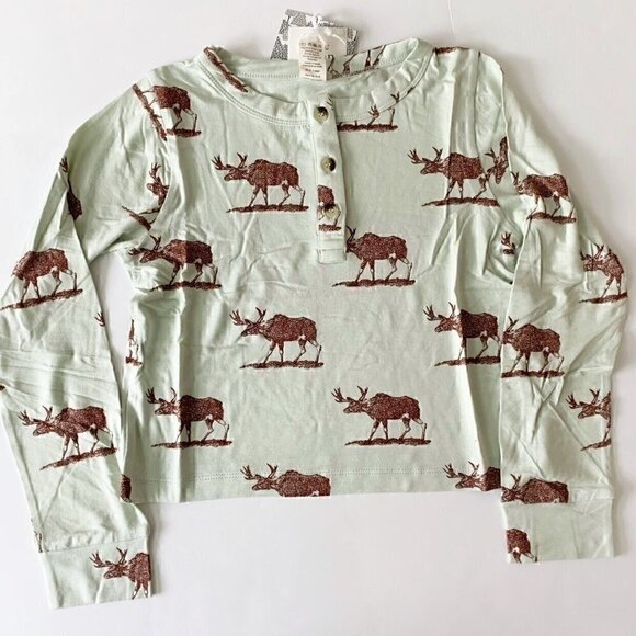 NWT Kate Quinn Organics Crop Henley Top 7-8 Years - Picture 1 of 7